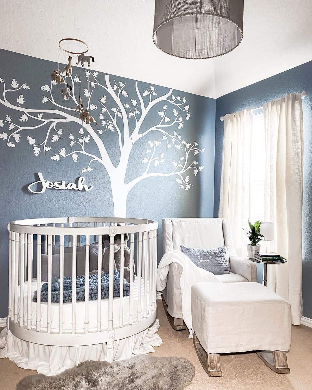 White Tree Decal Creates a Whimsical Woodland Feature Wall