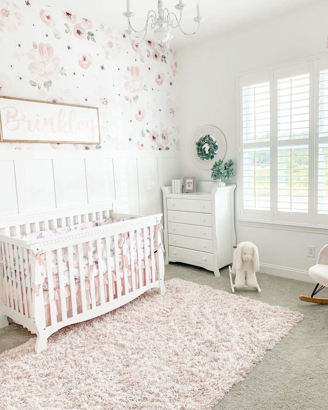 Soft Floral Wallpaper Sets a Gentle Nursery Scene