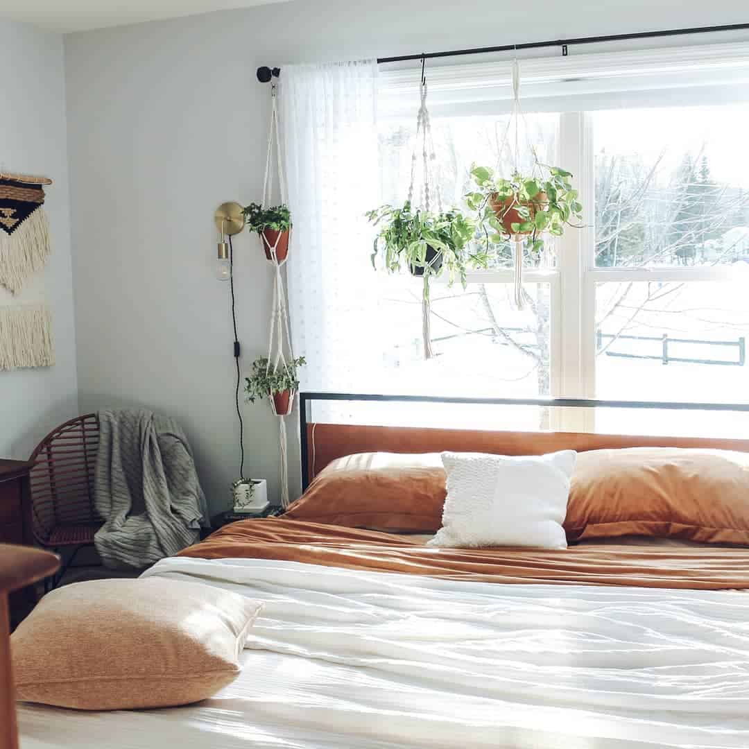 Hanging Macrame Planters Add Greenery Near the Window