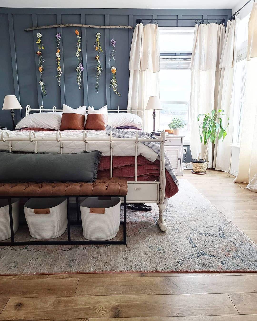 Dried Flower Garlands Add Whimsical Charm to a Wall