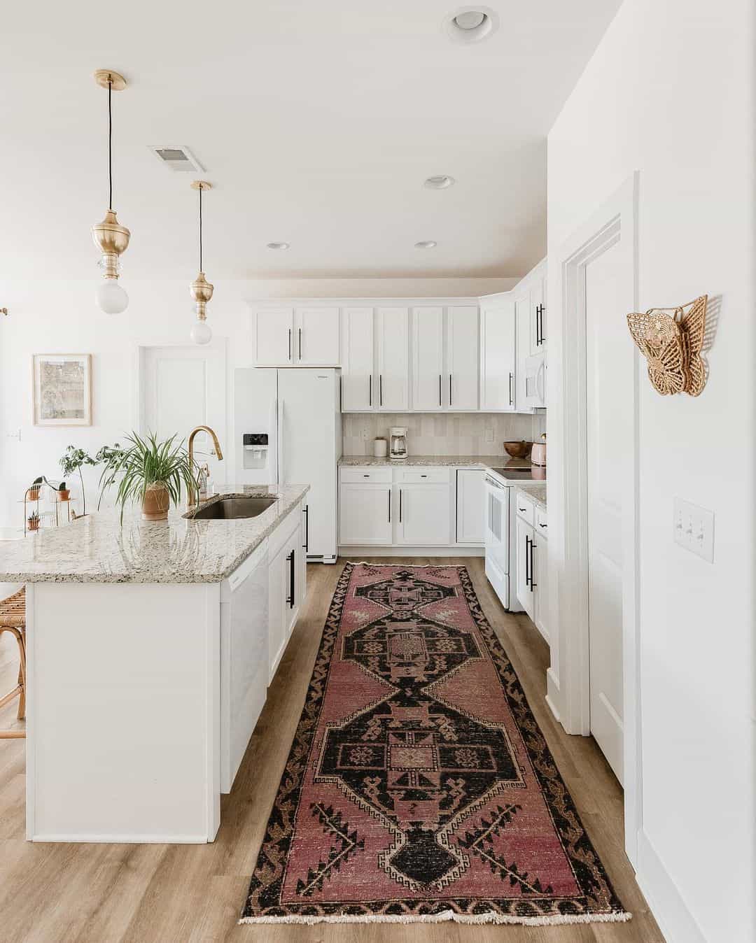 Pink and Black Runner Adds Boho Pattern to Kitchen