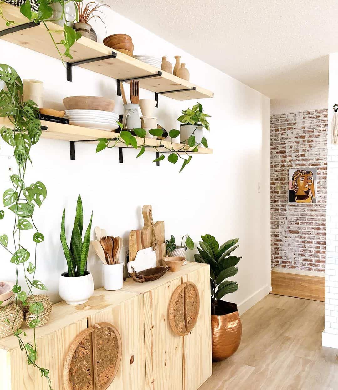 Hanging Greenery Adds Life To Open Shelving