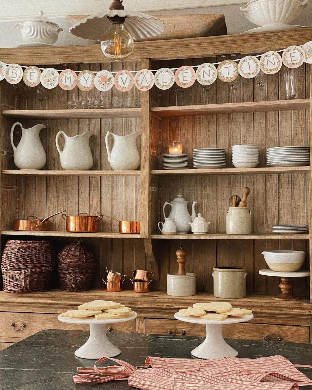 Natural Wood Open Shelving Displays Kitchenware
