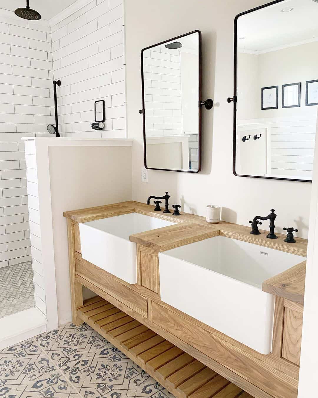 Open Slatted Shelving Below for Airy Storage