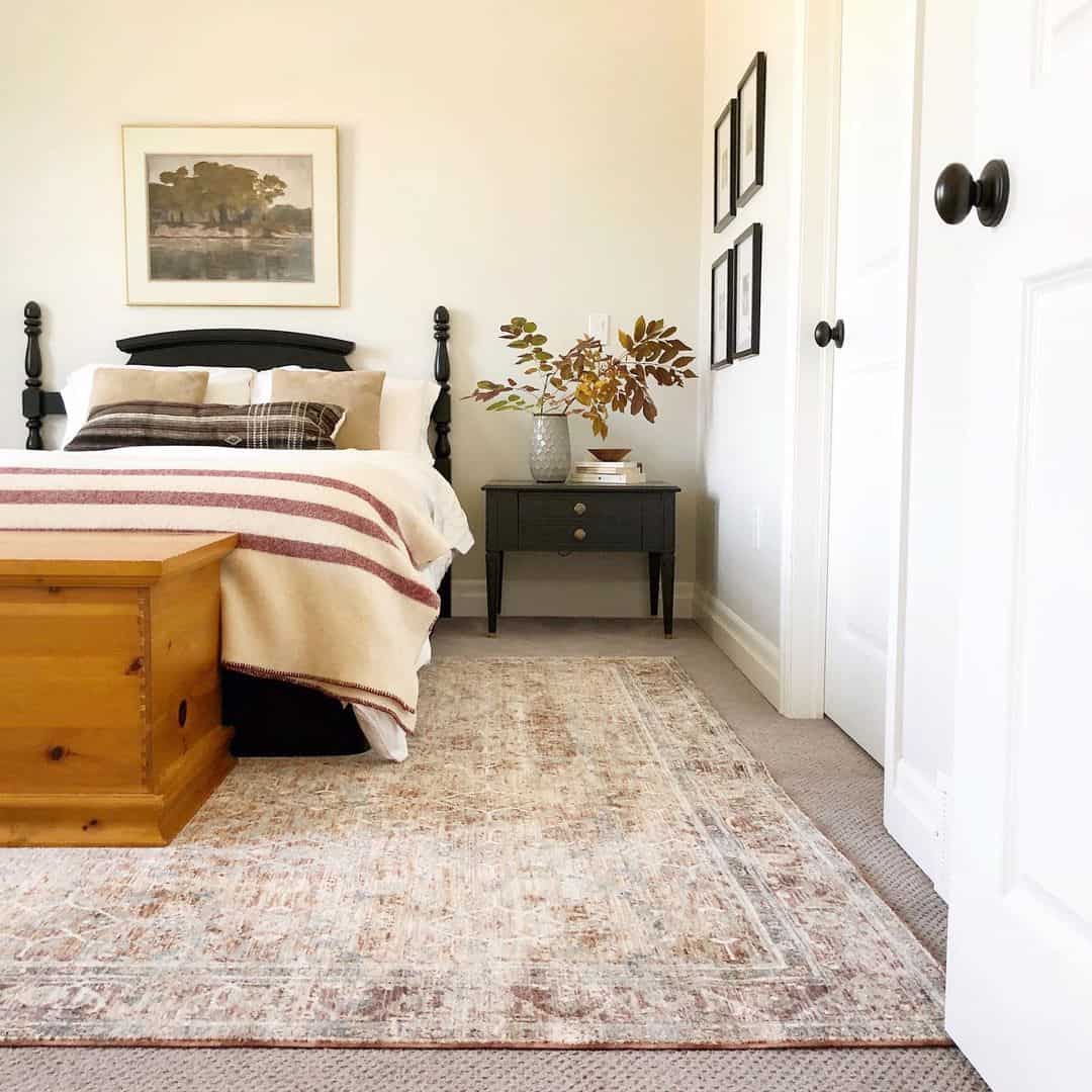 Distressed Area Rug Adds Layered Texture to the Floor