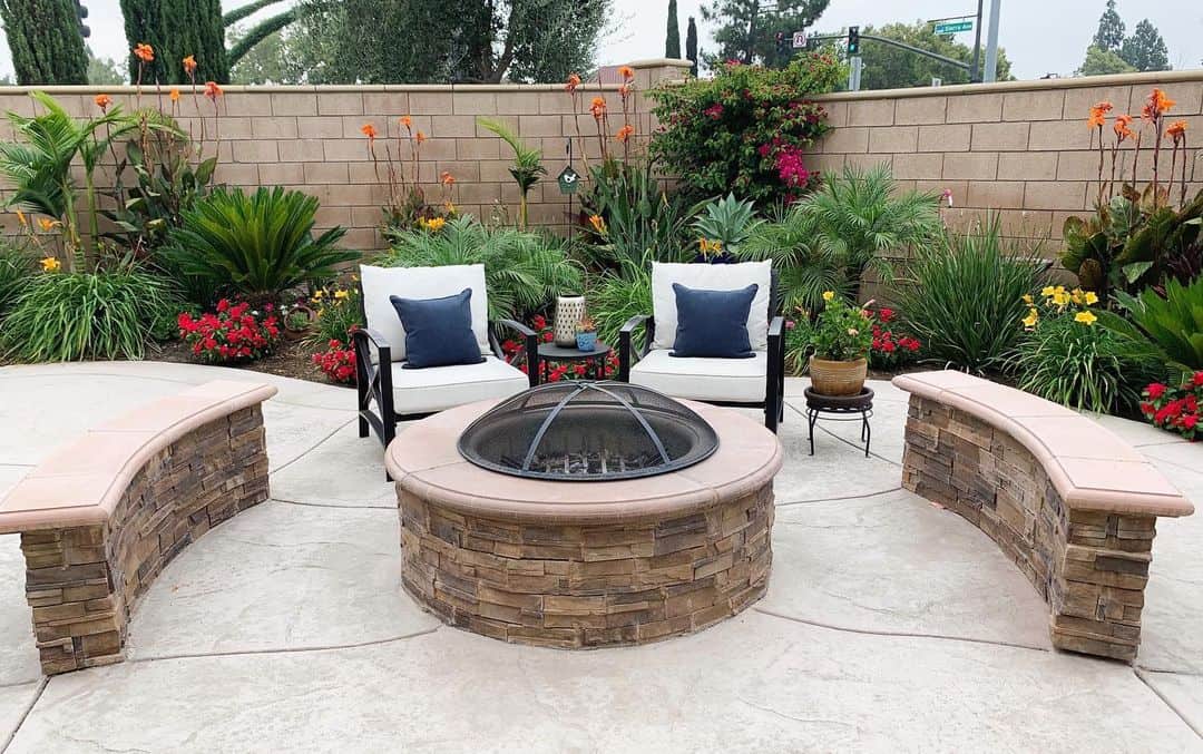Gather Around a Fire Pit with Curved Stone Benches