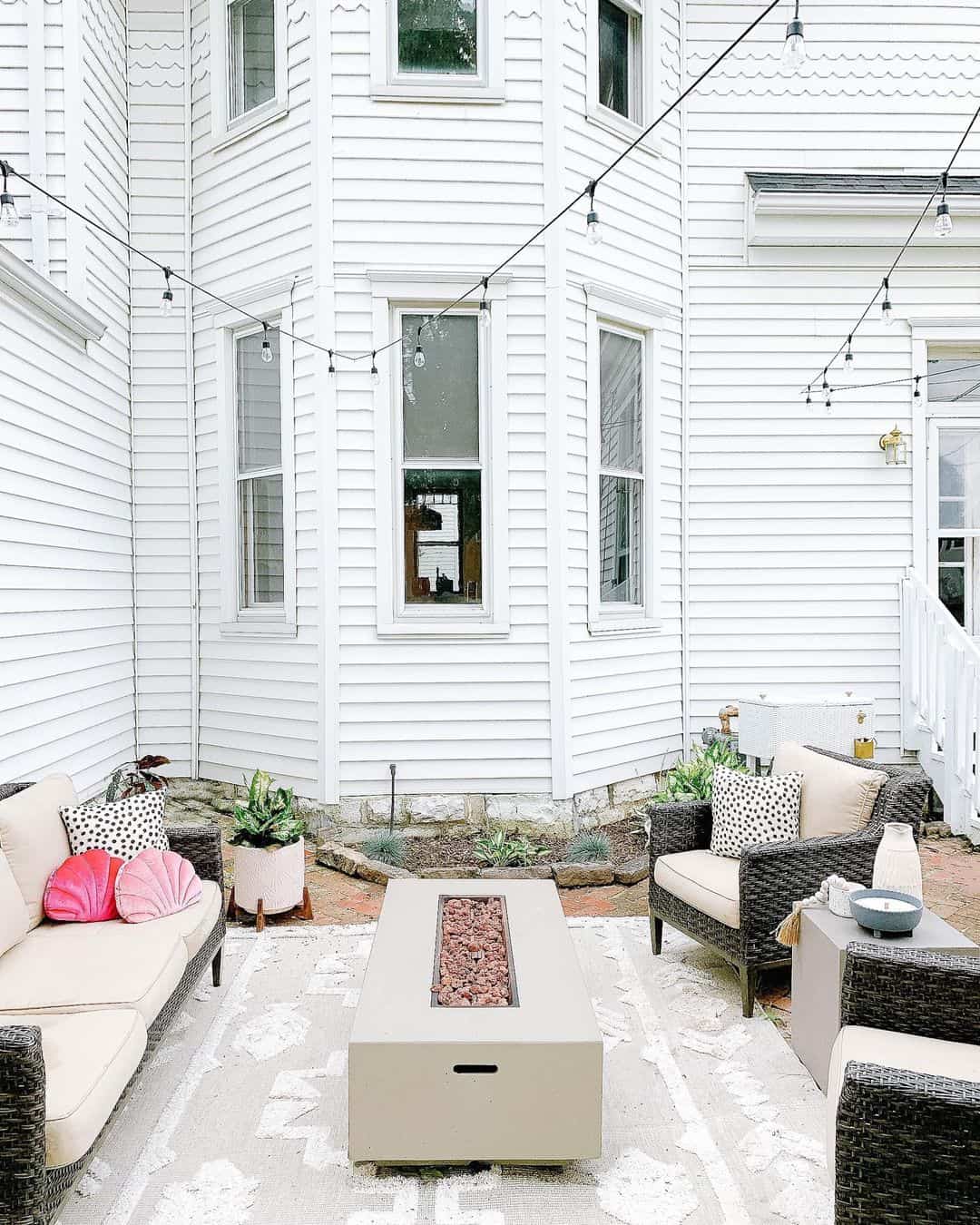 Rectangular Fire Pit Doubles as a Modern Coffee Table