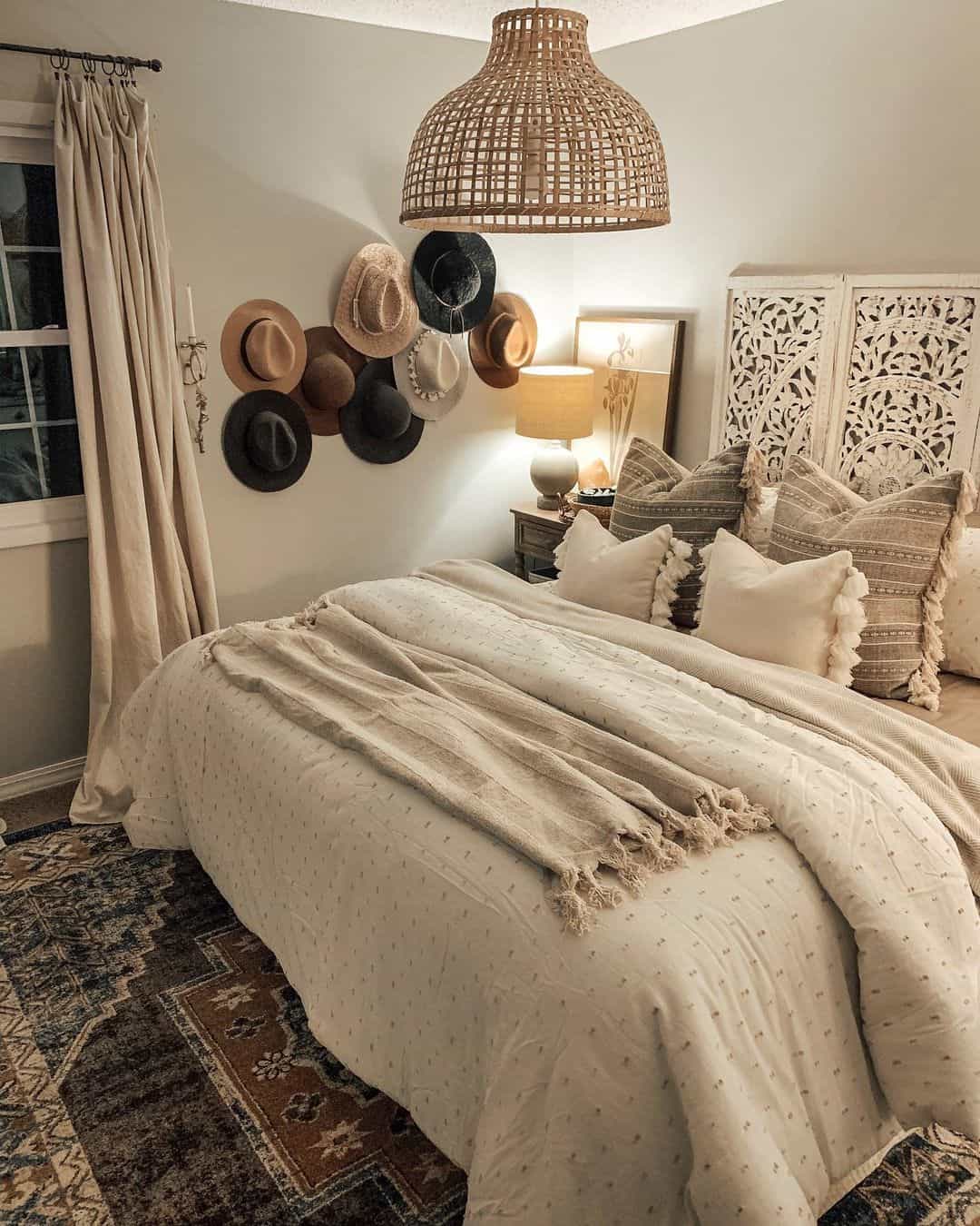 Wall-Mounted Hats Create Eclectic Boho Art