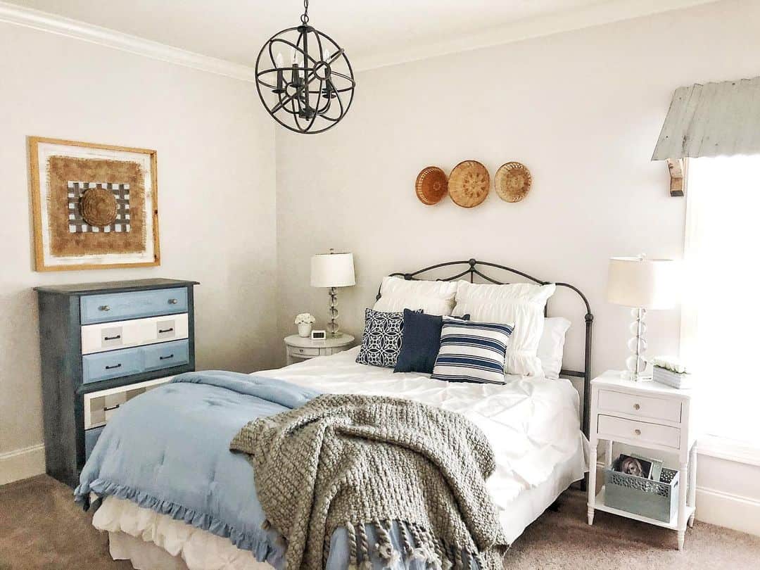 Woven Baskets Add Organic Texture Above the Bed