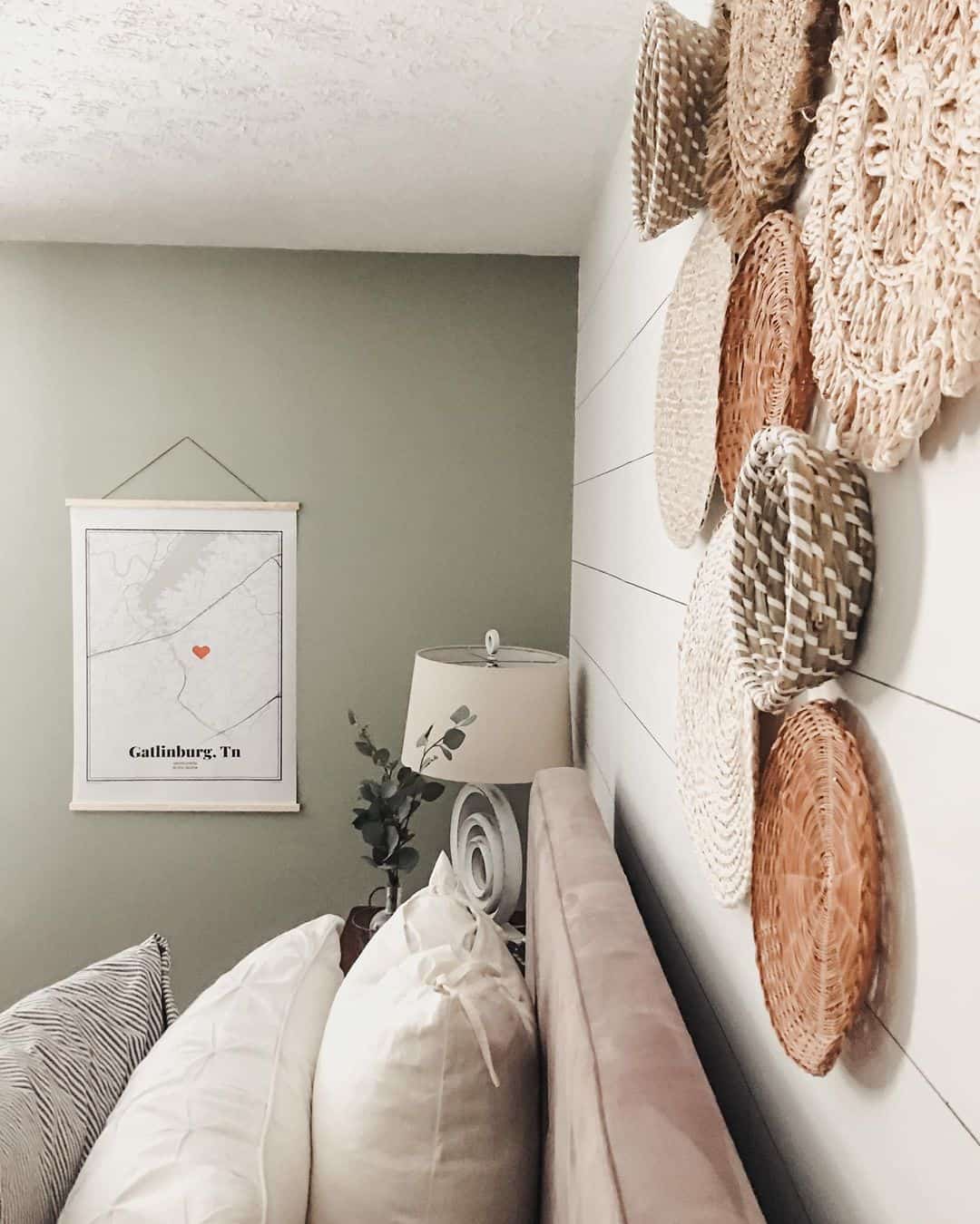 Group woven baskets for organic texture