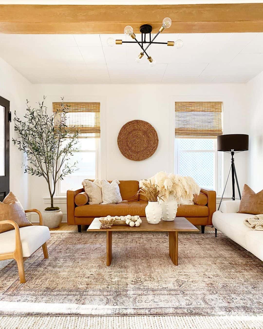 Woven wall disc adds natural texture and circular focal point