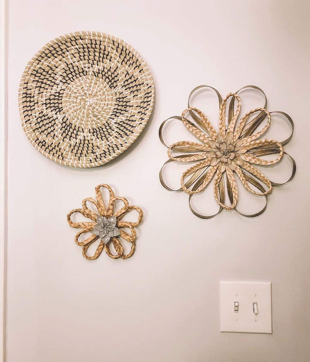 Layer a basket with floral art for organic texture