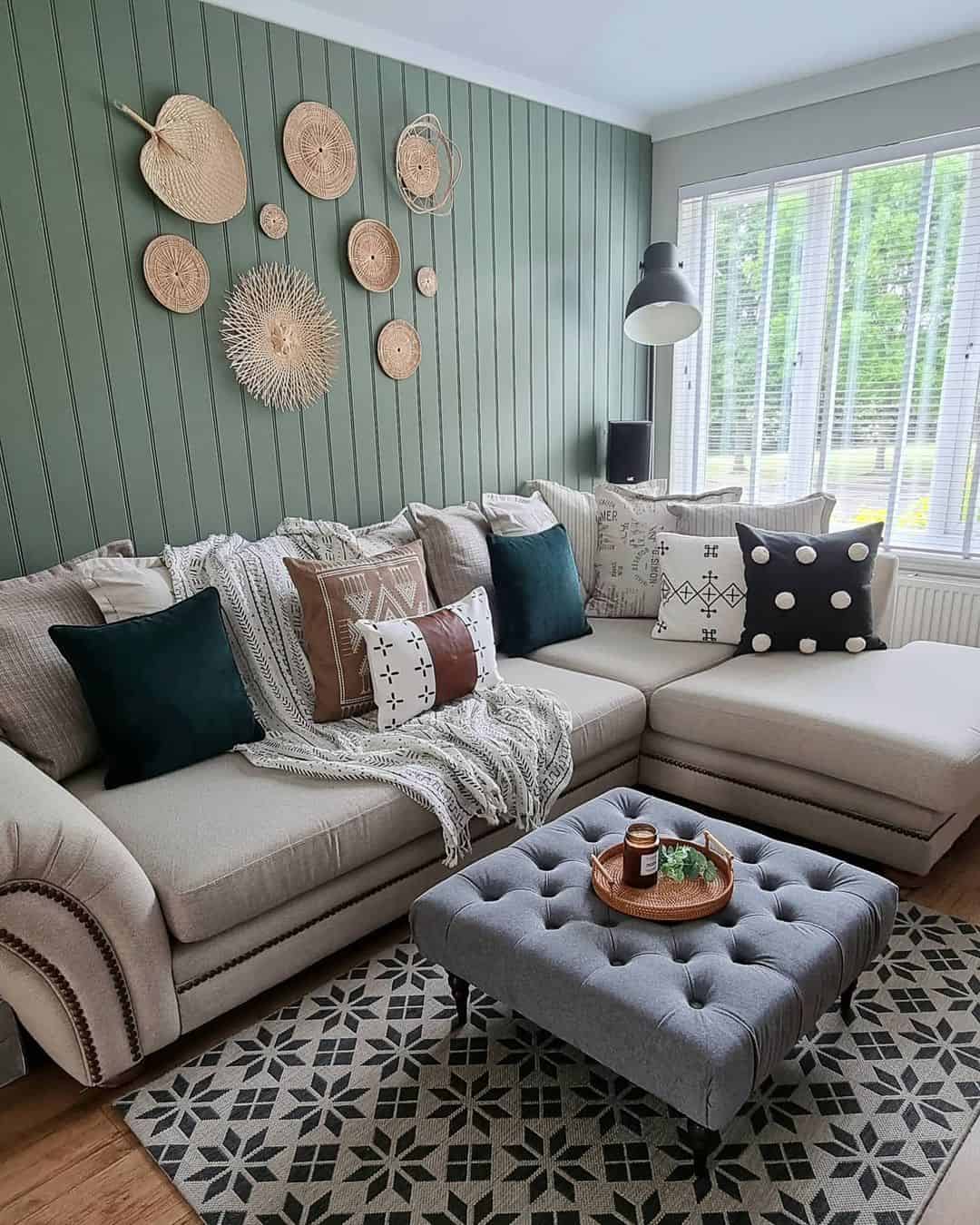 Group woven wall hangings for an organic focal point