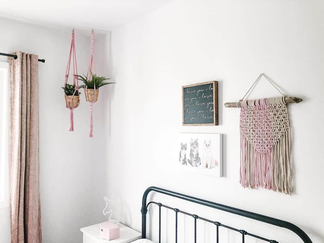 Incorporate vertical greenery with macrame hangers