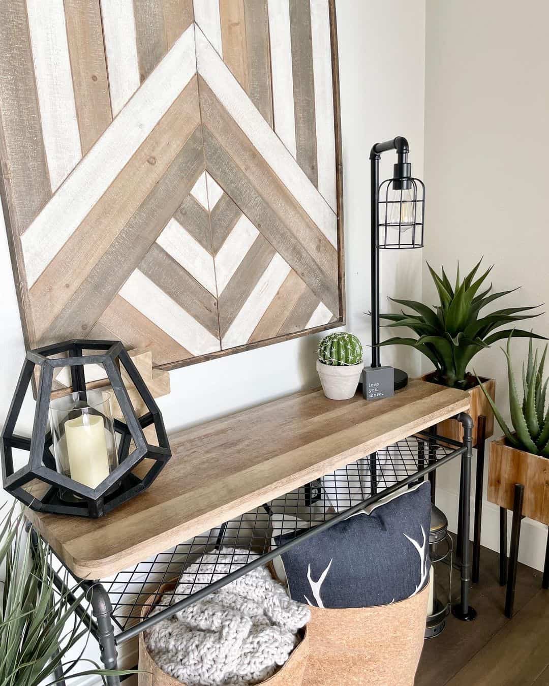 Geometric Wood Wall Art Anchors Entryway Decor