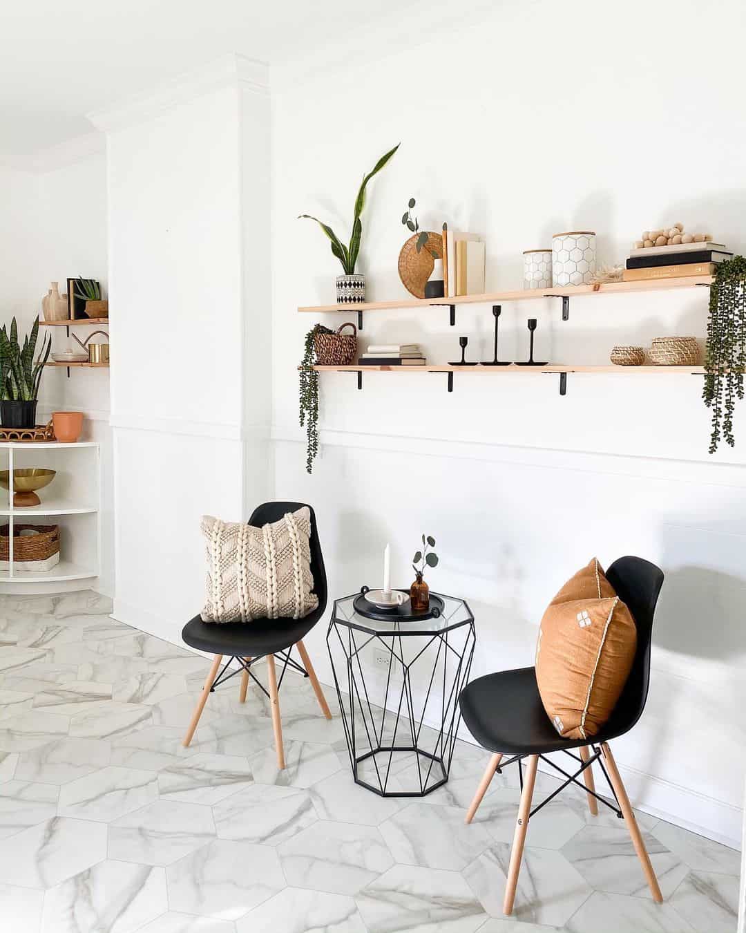 Floating Shelves Display Boho Accents and Greenery