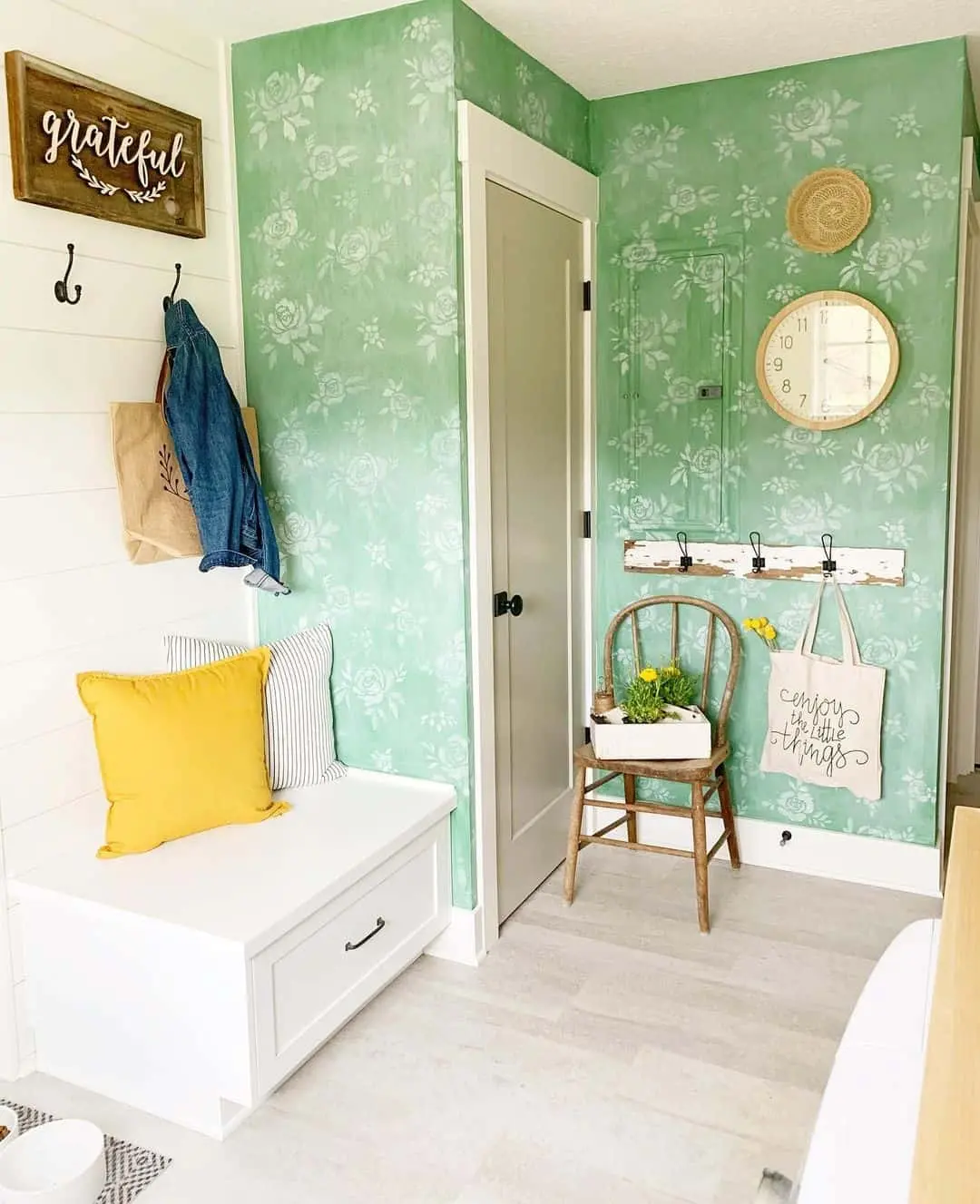 Stenciled Rose Walls Add Soft Boho Charm