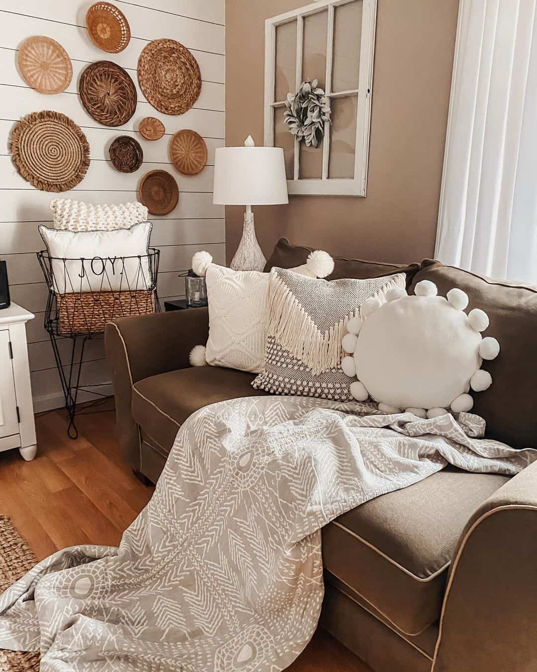 Round Woven Baskets Create Organic Wall Art