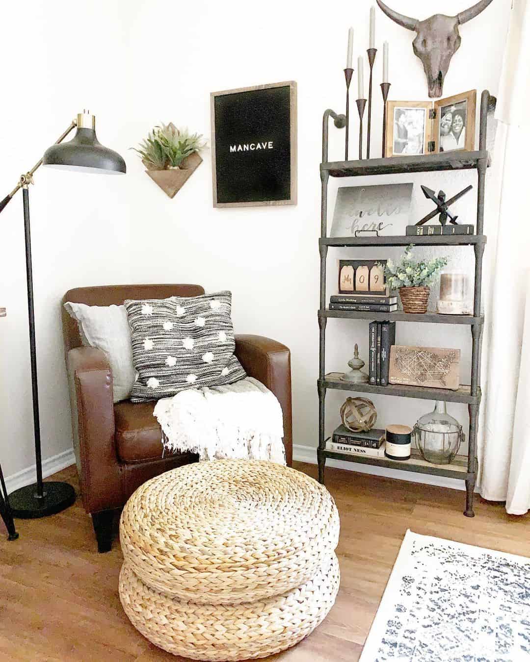Stacked Woven Poufs Add Natural Texture to Seating Area