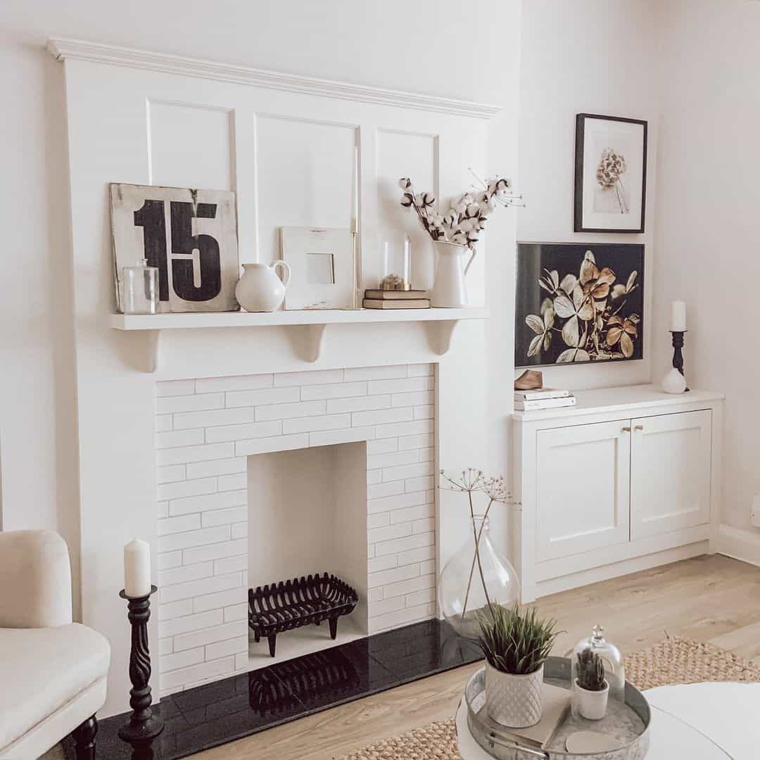 Vintage Number Sign Adds Bold Graphic Interest to Mantel