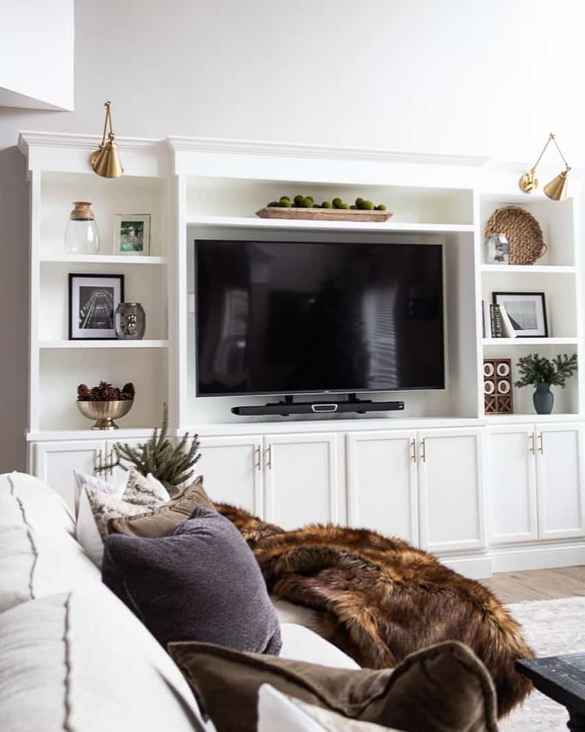Frame Your Media Center with Brass Sconces