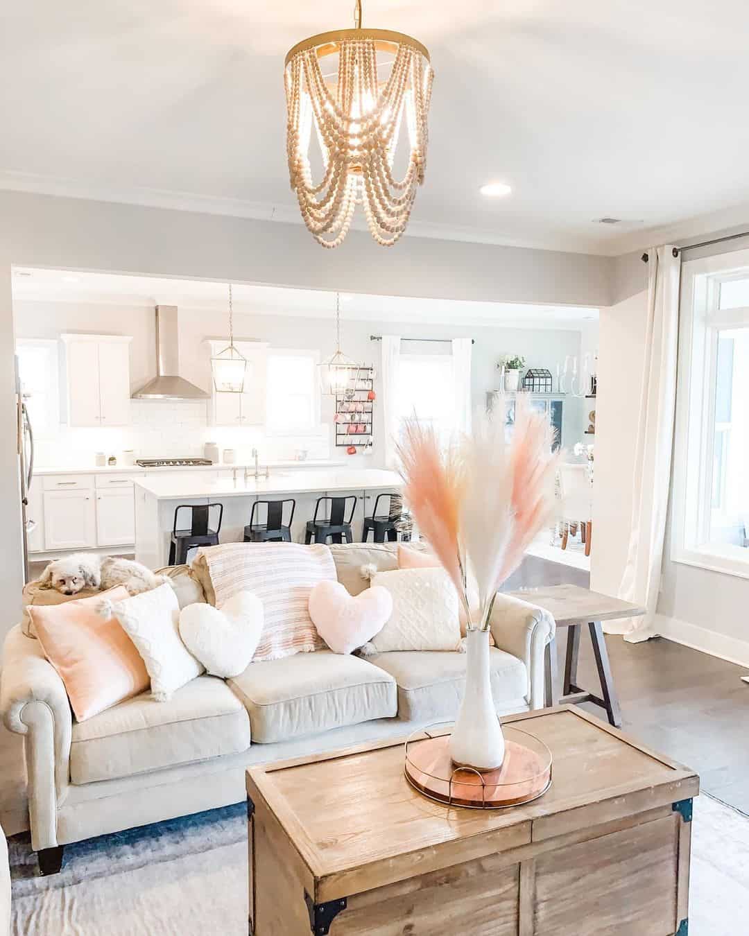 Beaded Chandelier Casts a Warm Glow