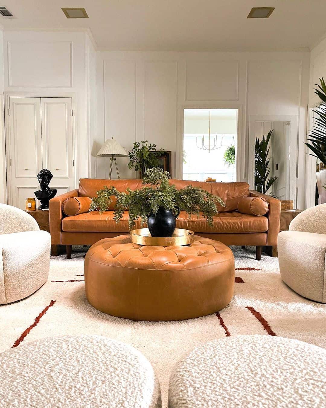 Tufted Leather Ottoman for Bold Texture and Warmth