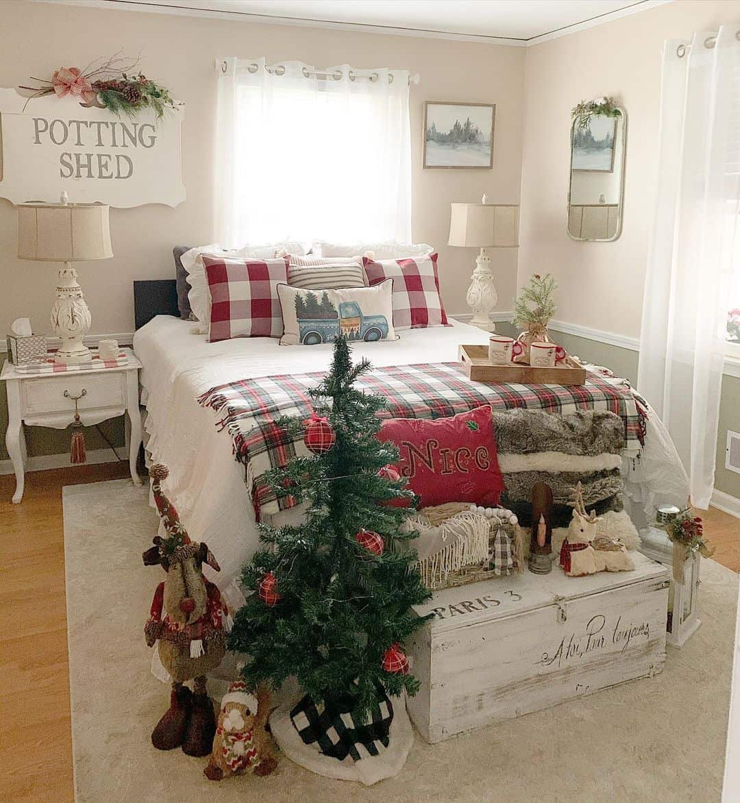 White Vintage Trunk Adds Rustic Storage Under Bed