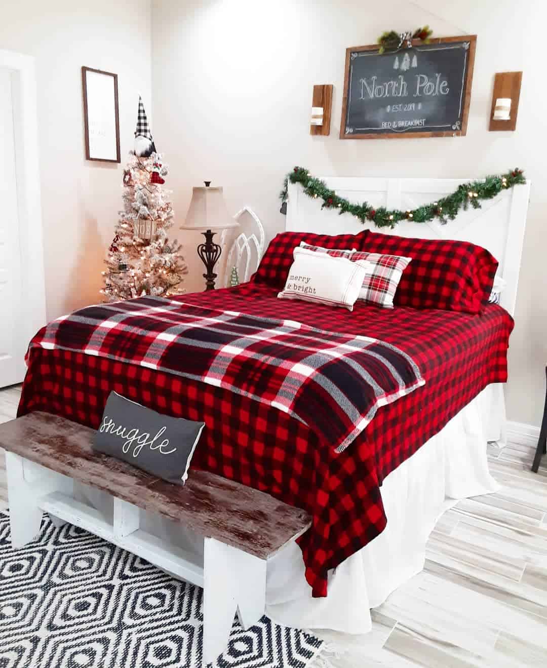 Bold Red Plaid Blanket Adds Cozy Layer To White Bed