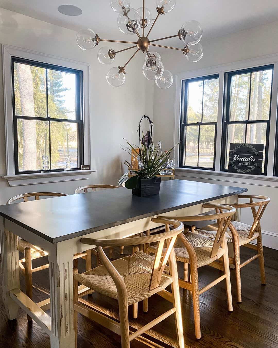 Distressed Farmhouse Table with a Modern Metal Top