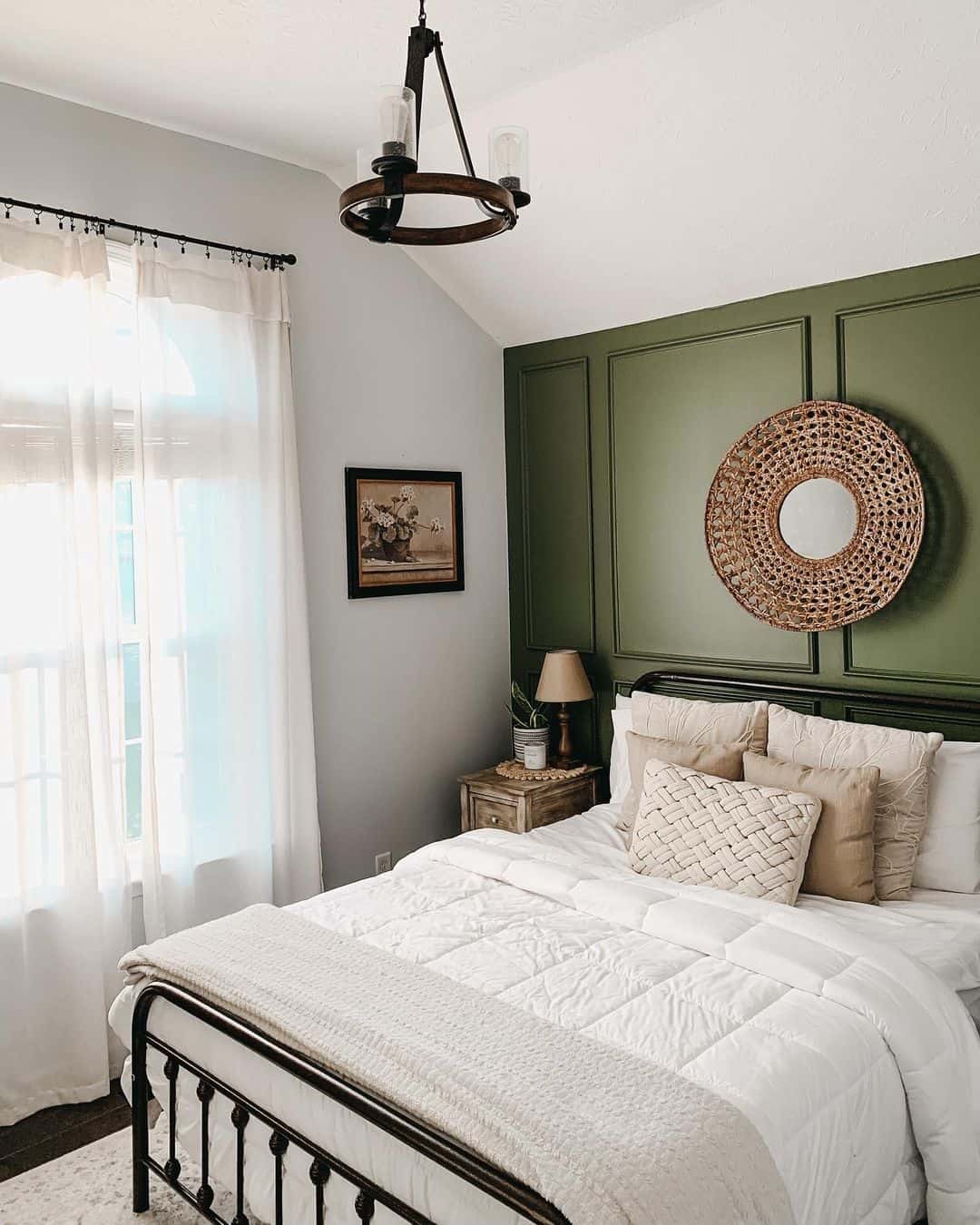 Frame a Woven Mirror with Deep Forest Green Panels