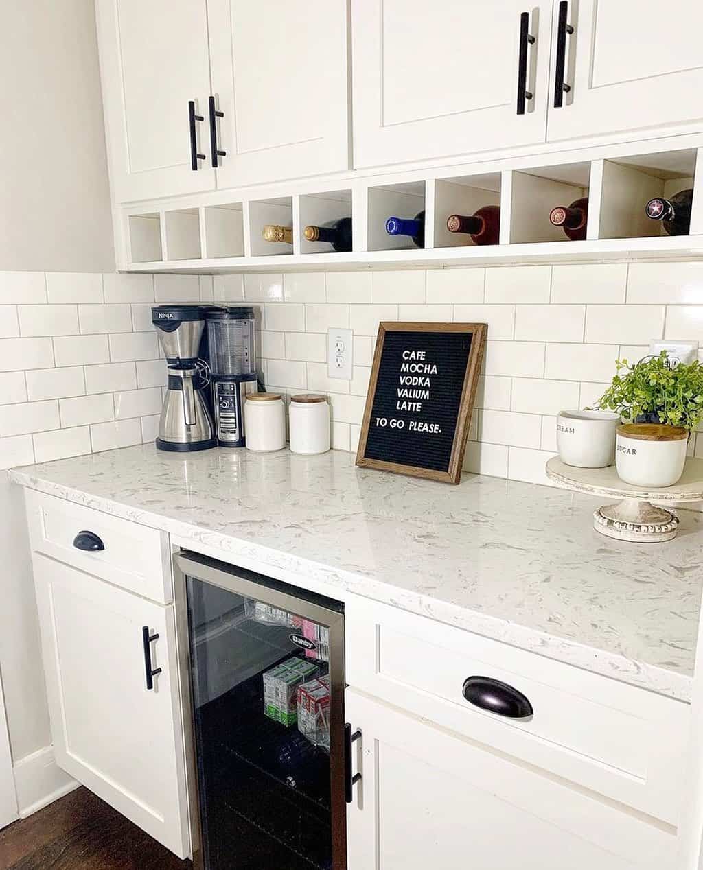 Cubby Wine Rack Above Countertop for Easy Access