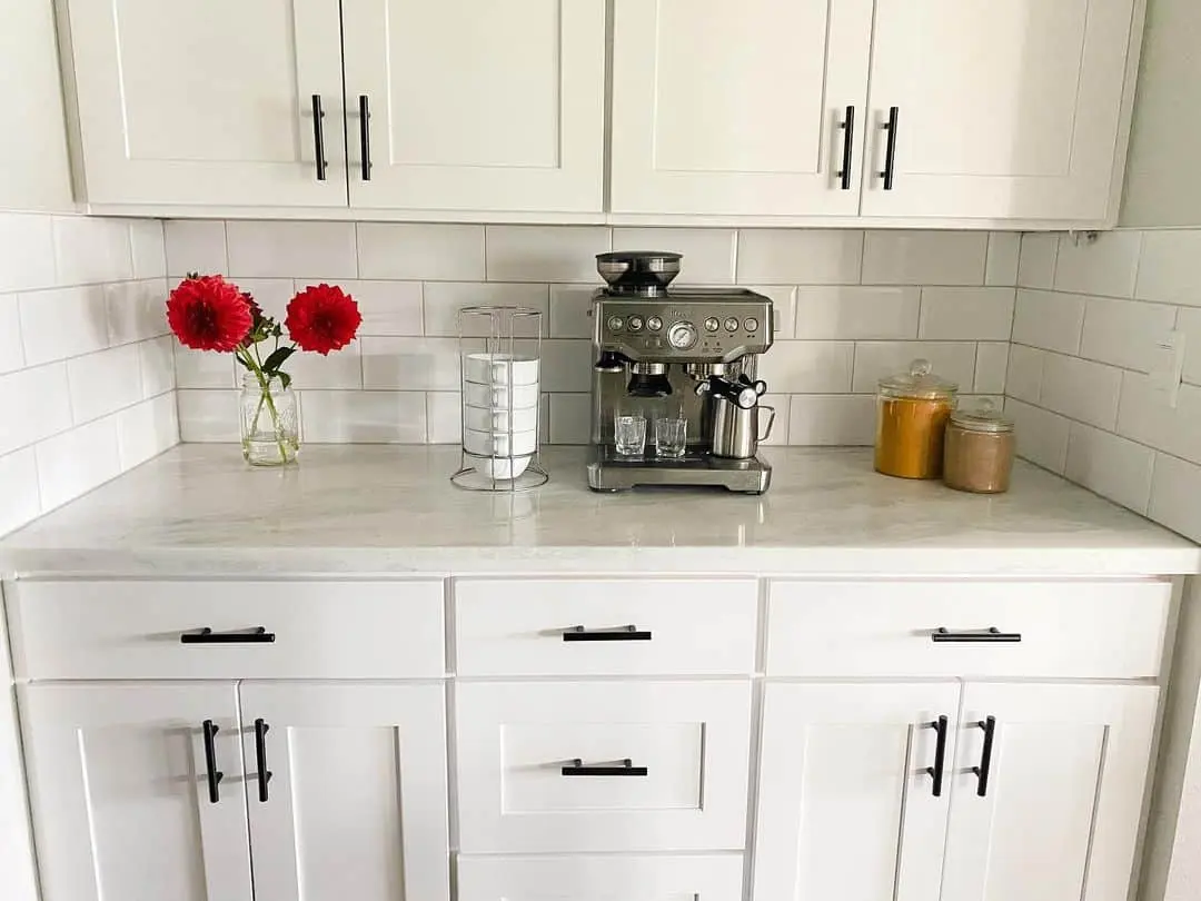 Dedicated Coffee Station With Espresso Machine and Storage Jars