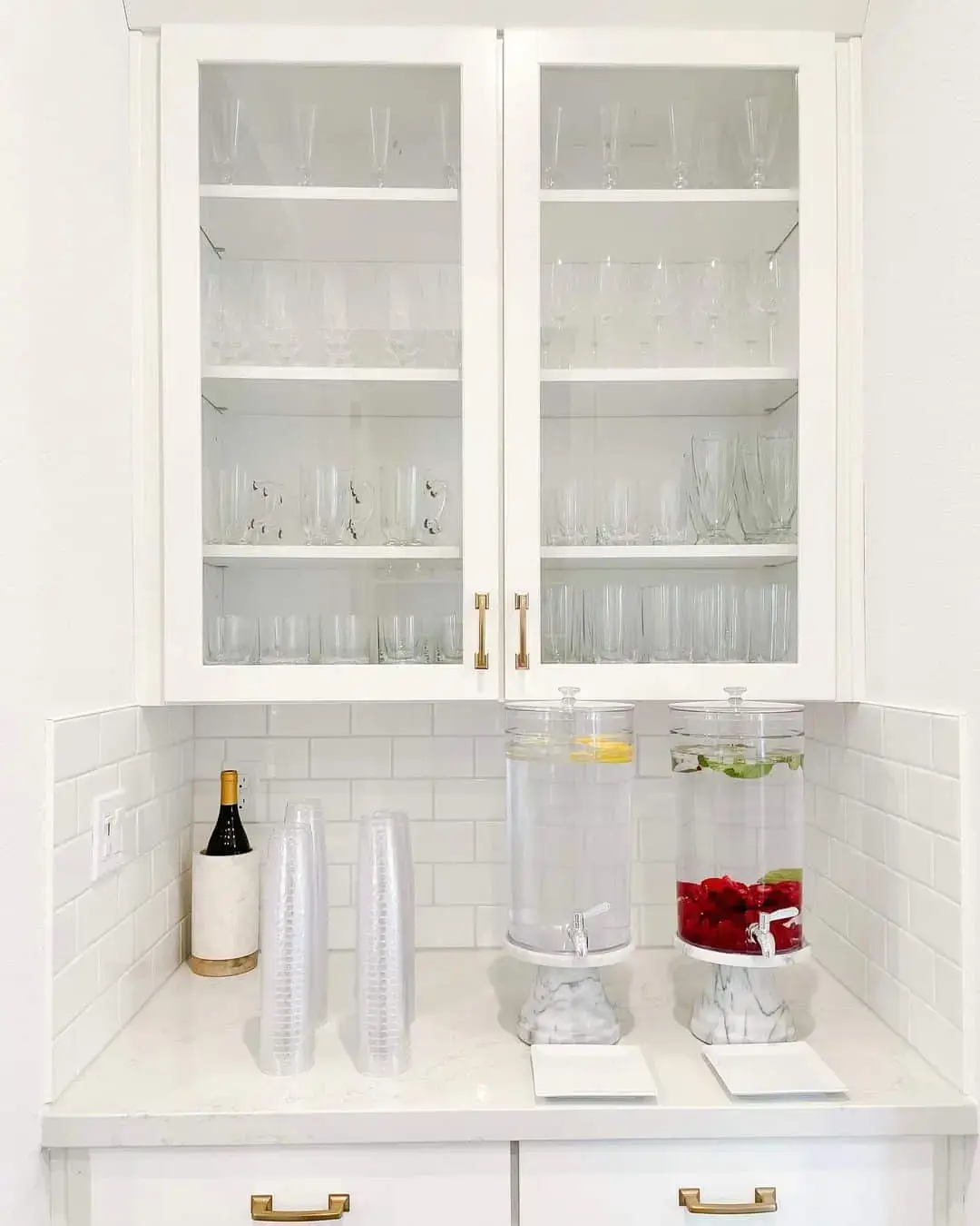 Glass-Front Cabinets for Hosting Drink Stations