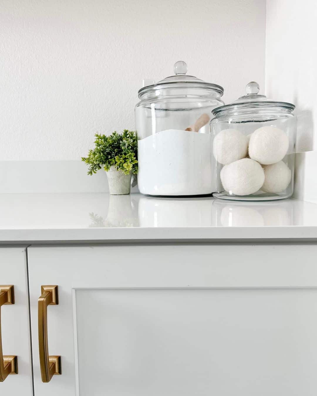 Glass Jars for Storing Wool Dryer Balls and Detergent