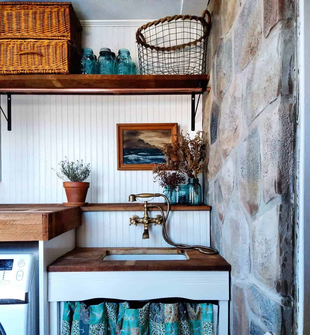 Vintage Blue Glass Jars for Storing Small Laundry Items