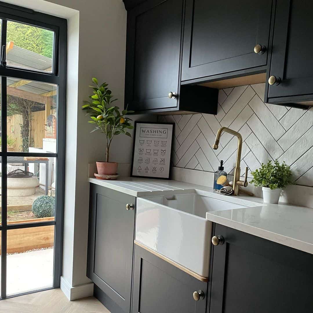 Framed Laundry Care Chart Adds Functional Decor Behind the Sink