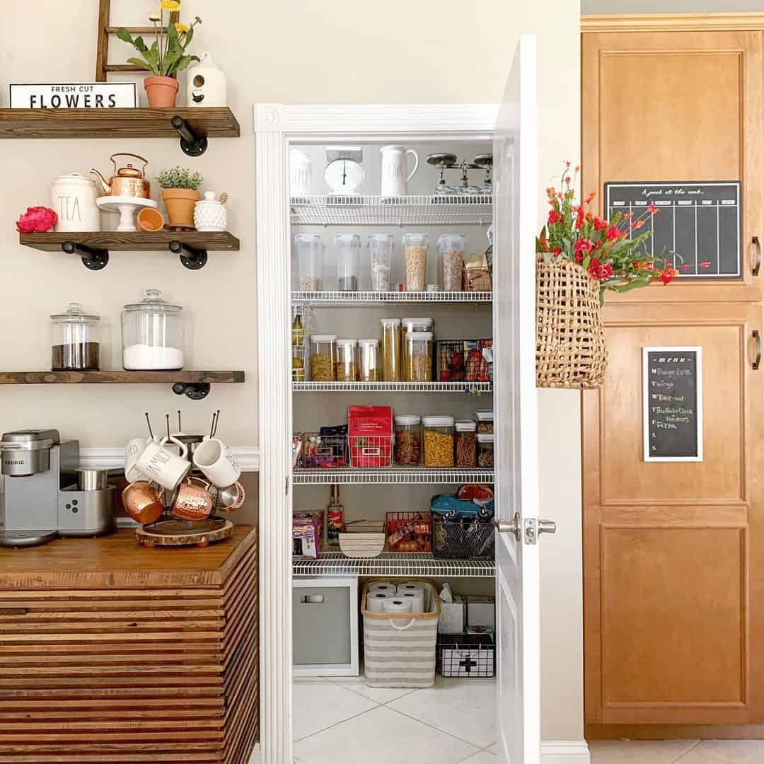 Chalkboard Menu Board and Basket Add Charm to Cabinet Doors