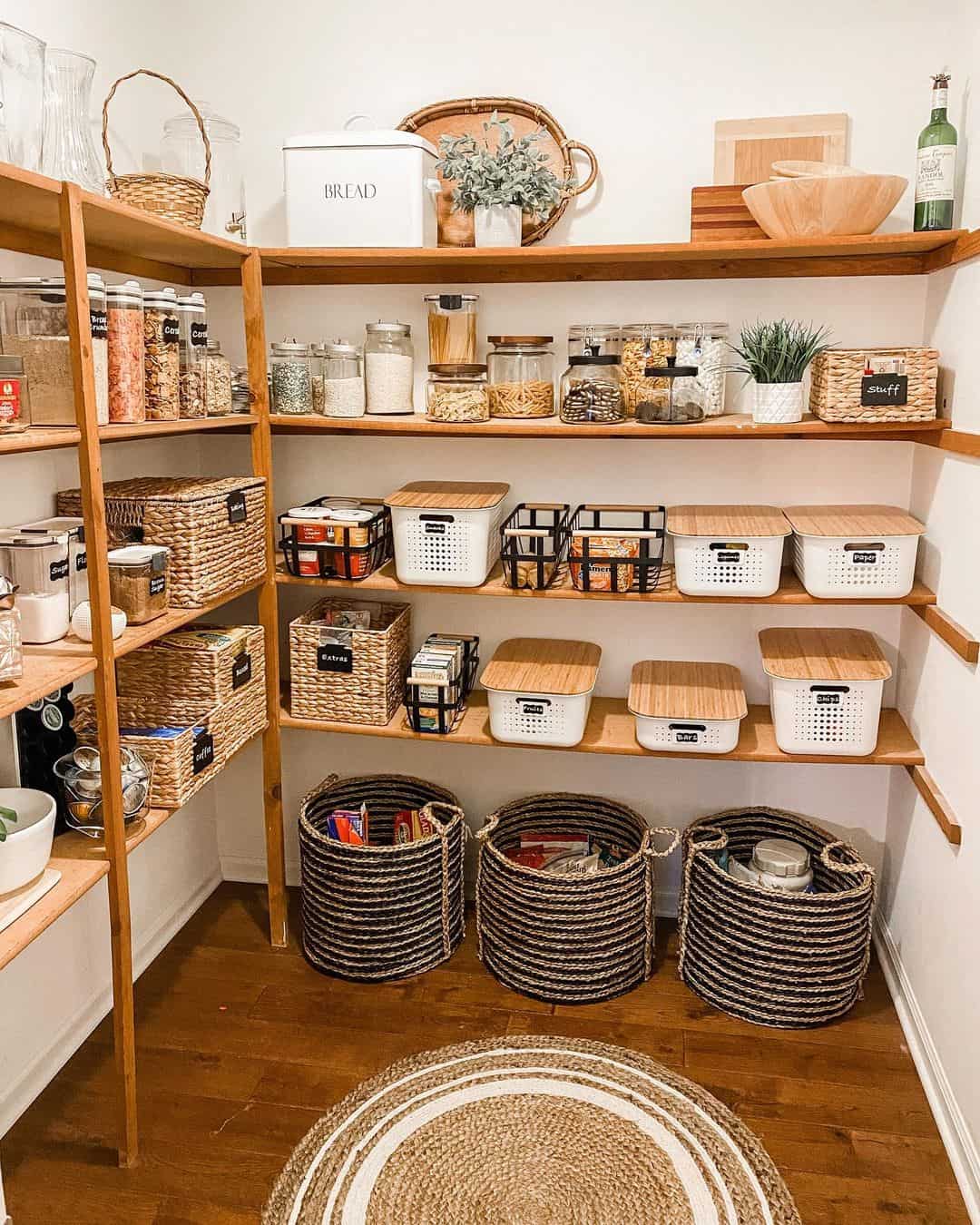 Contain Bulk Items on the Floor with Striped Jute Baskets