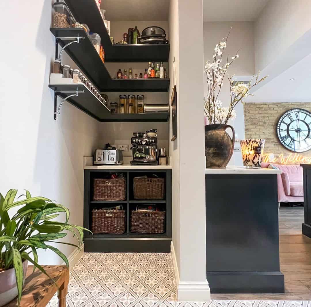 Hide Clutter in Recessed Cubbies with Woven Baskets