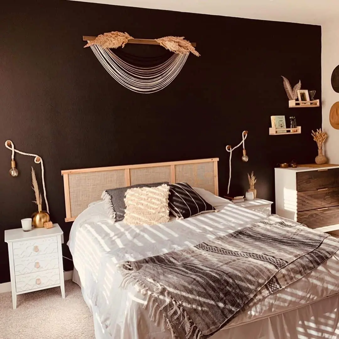 Macrame Wall Hanging Adds Organic Texture Above Bed