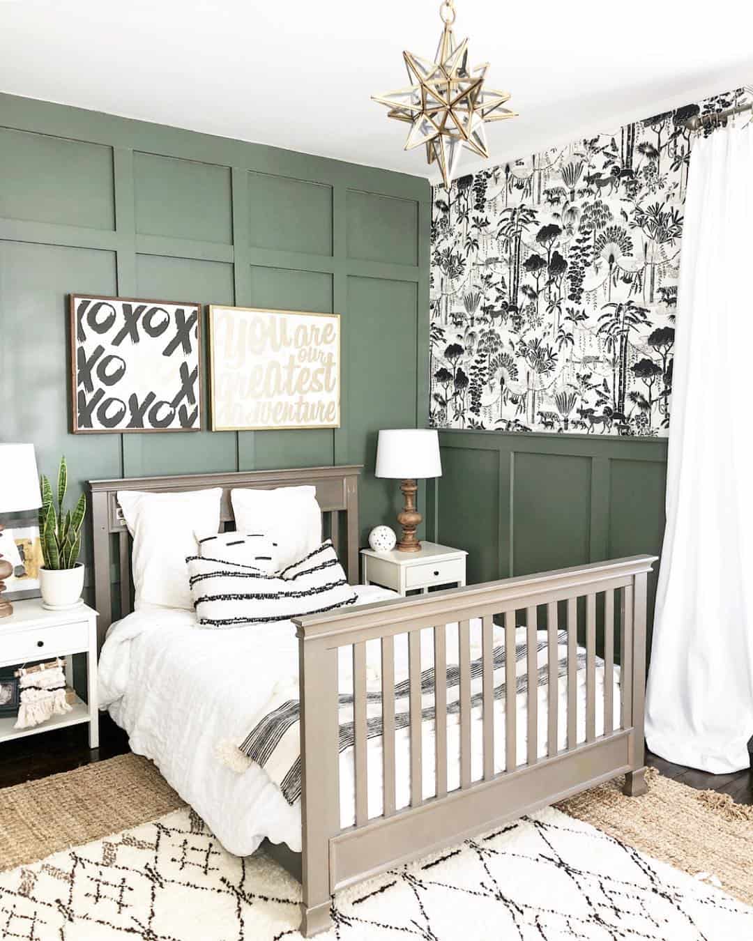 Board and Batten Walls Frame Whimsical Animal Wallpaper