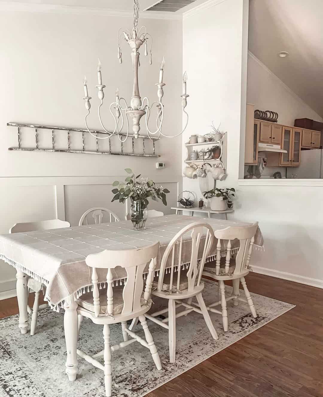 Mount a White Ladder as a Unique Wall Shelf