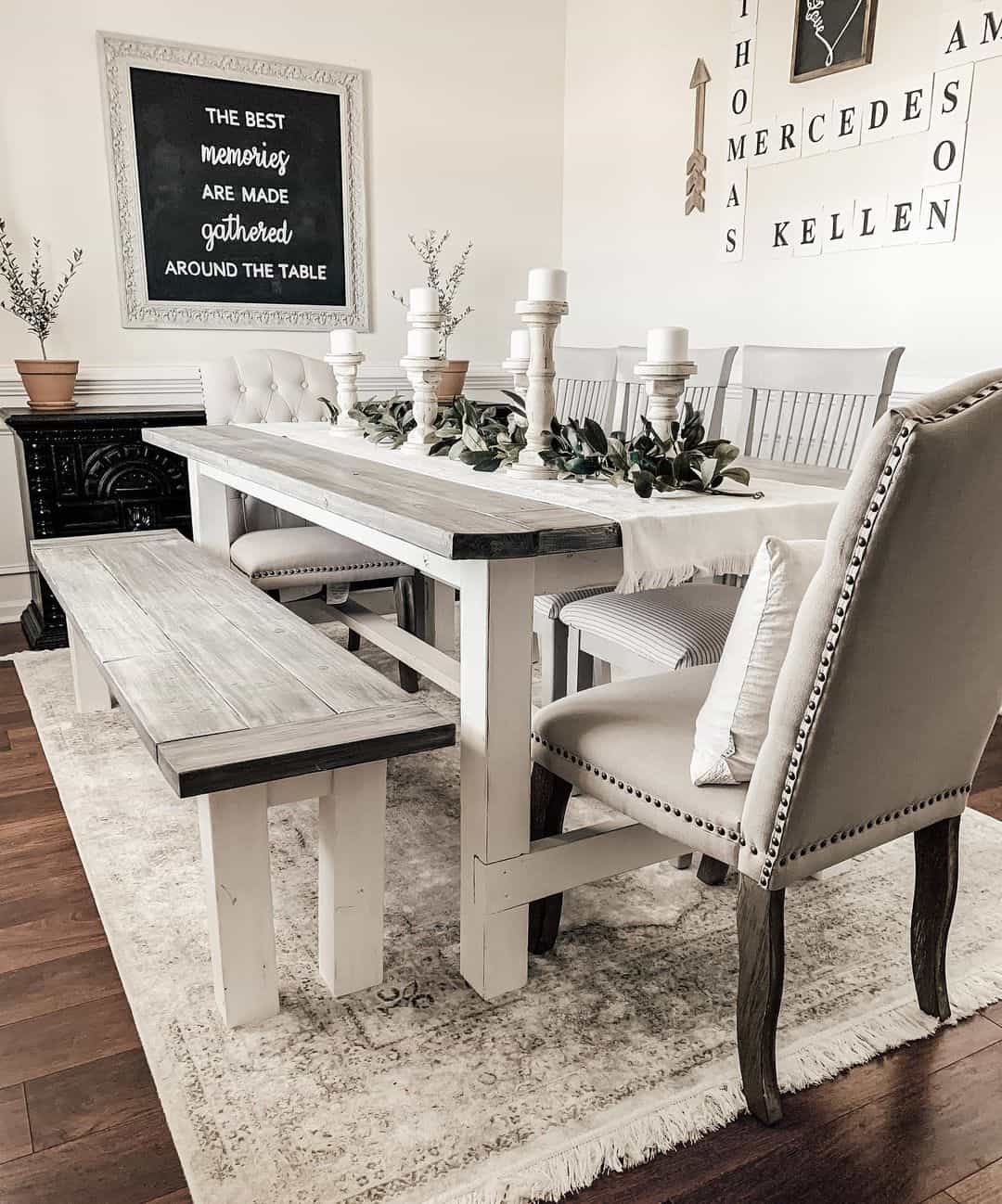 Chunky Wooden Candlesticks Hold White Pillar Candles