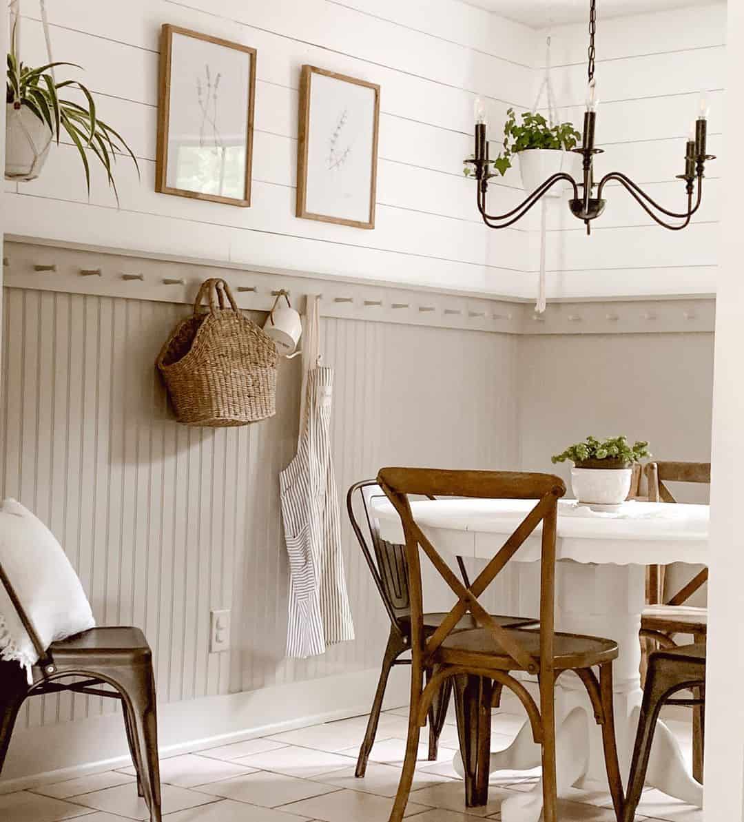 Pegged Wall Hooks Hold Woven Basket and Apron