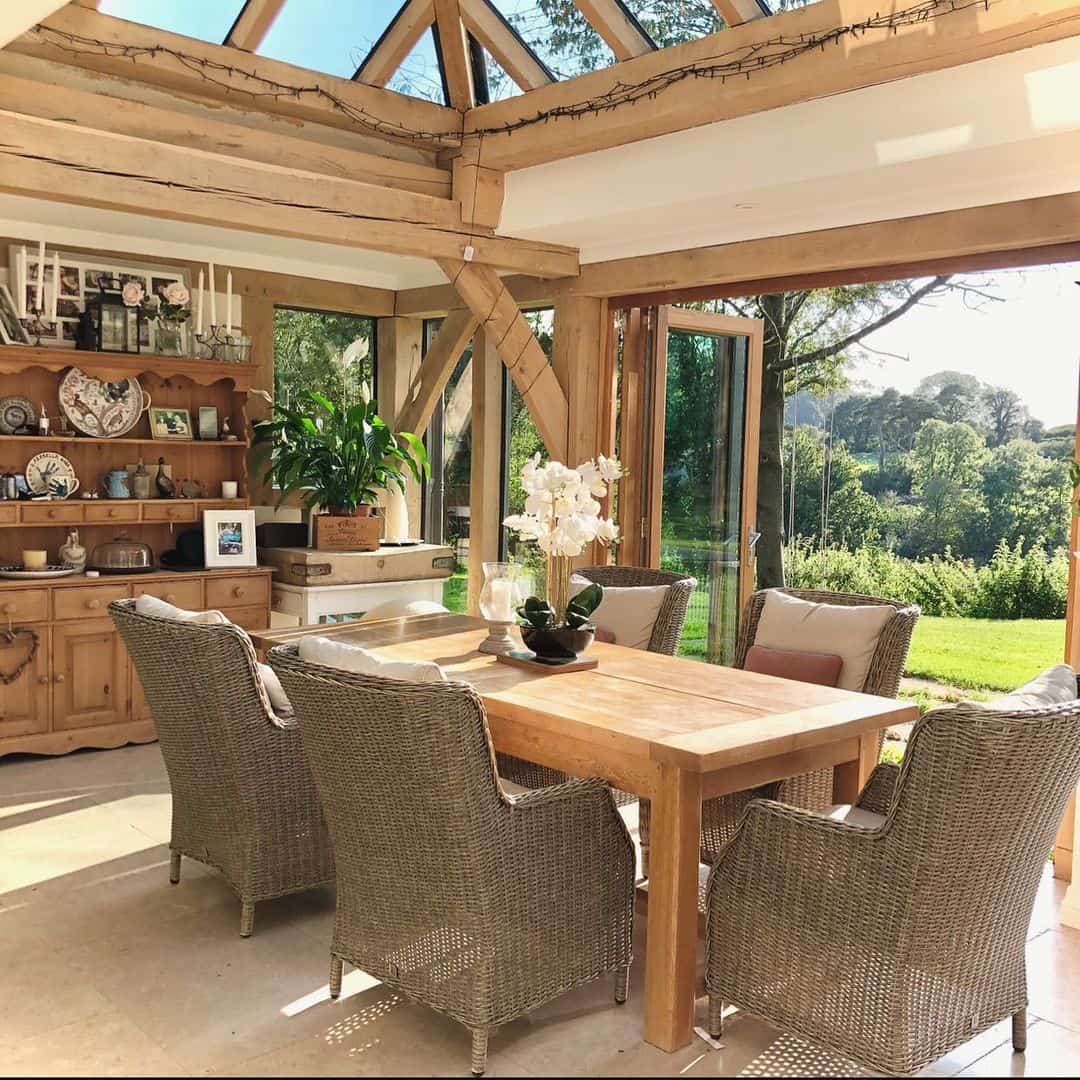 Woven Rattan Chairs Create Cozy Farmhouse Seating