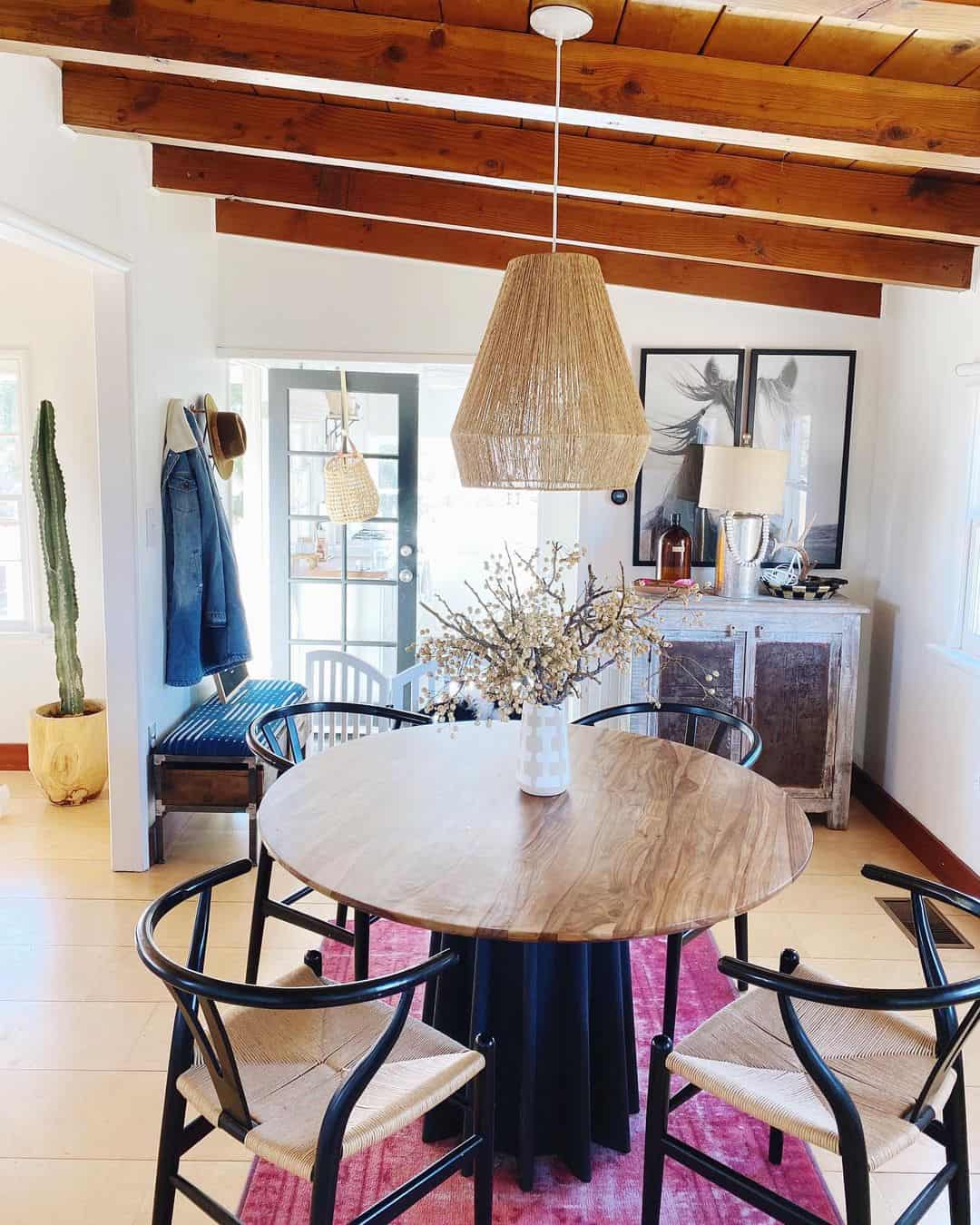 Anchor Your Space with a Round Wood Table and Skirted Base