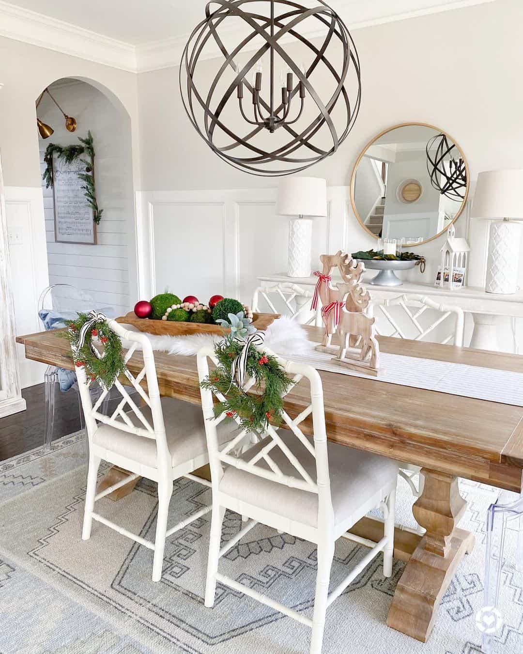 Bamboo-Style Chairs Add Lattice Detail to Farmhouse Dining