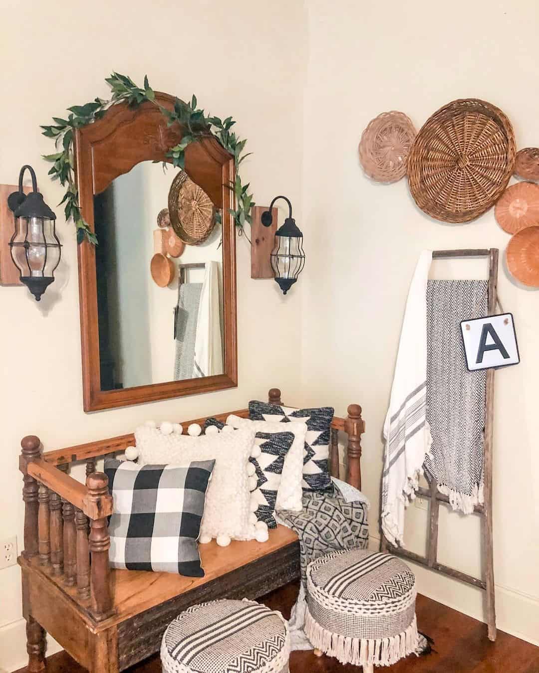 Leaning Ladder Displays a Cozy Throw and Monogrammed Letter