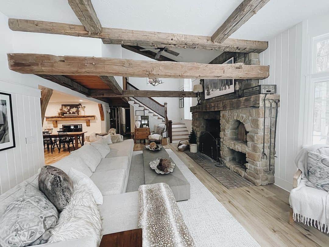 Exposed Wooden Beams Add Rustic Ceiling Texture